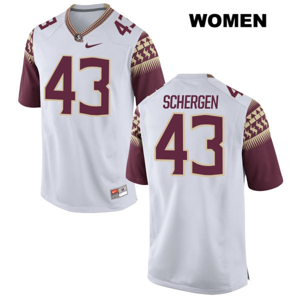 Women's NCAA Nike Florida State Seminoles #43 Joseph Schergen College White Stitched Authentic Football Jersey CPJ8869QG